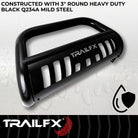 TrailFX Bull Bar For Ford Ranger - 3 Inch Diameter, With Skid Plate, With Holes For Optional (B0039B)