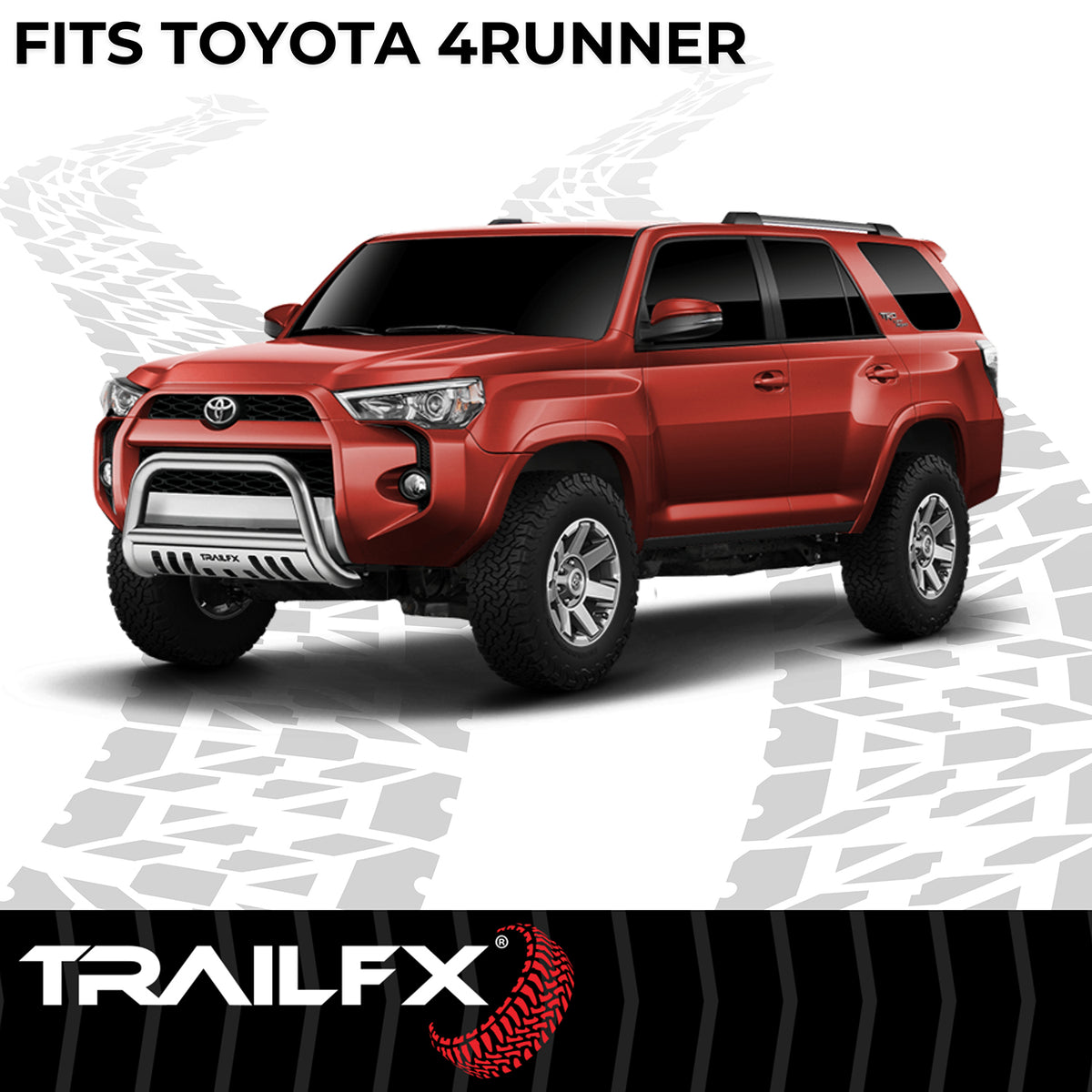 TrailFX Grille Guard For Toyota 4Runner - 3 Inch Diameter, With Skid Plate, With Holes For Optional (B0041S)