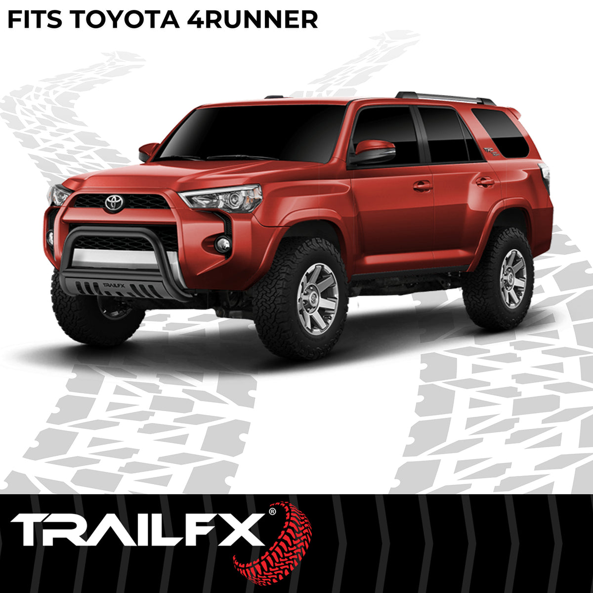 TrailFX Grille Guard For Toyota 4Runner - 3 Inch Diameter, With Skid Plate, With Holes For Optional (B0041T)