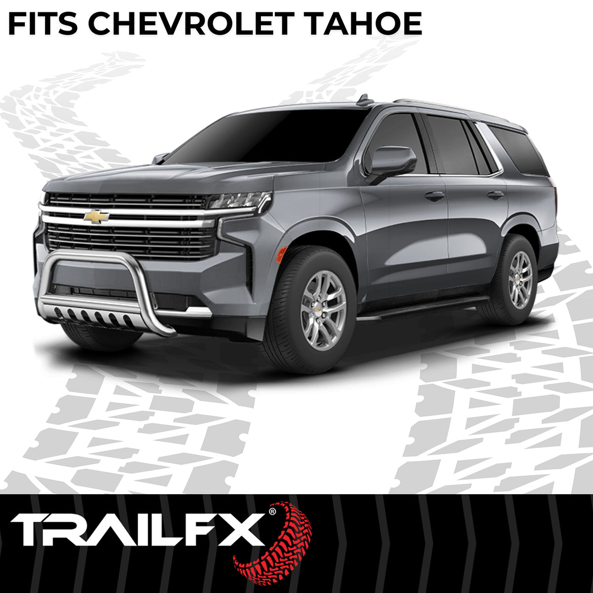 TrailFX Bull Bar For Chevrolet Tahoe - 3 Inch Diameter, With Skid Plate, With Holes For Optional (B0043S)