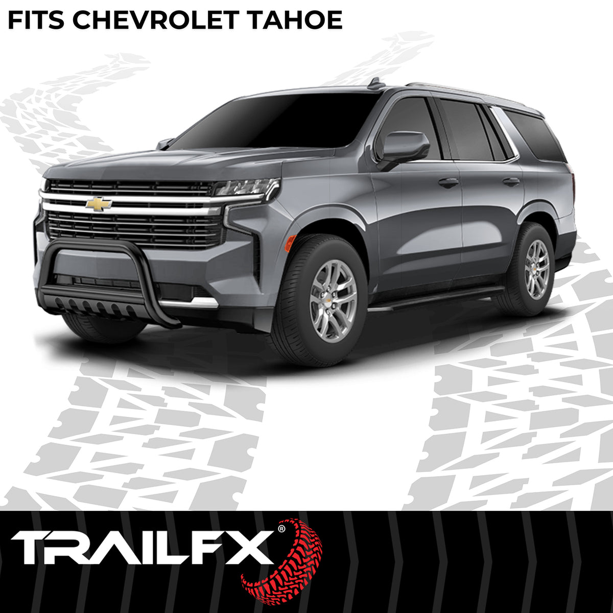 TrailFX Bull Bar For Chevrolet Tahoe - 3 Inch Diameter, With Skid Plate, With Holes For Optional (B0043T)