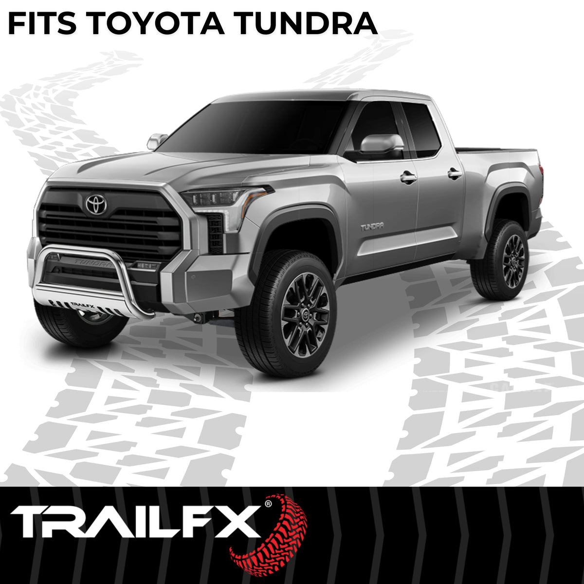 TrailFX Bull Bar For Toyota Tundra - 3 Inch Diameter, With Skid Plate, With Holes For Optional (B0044S)
