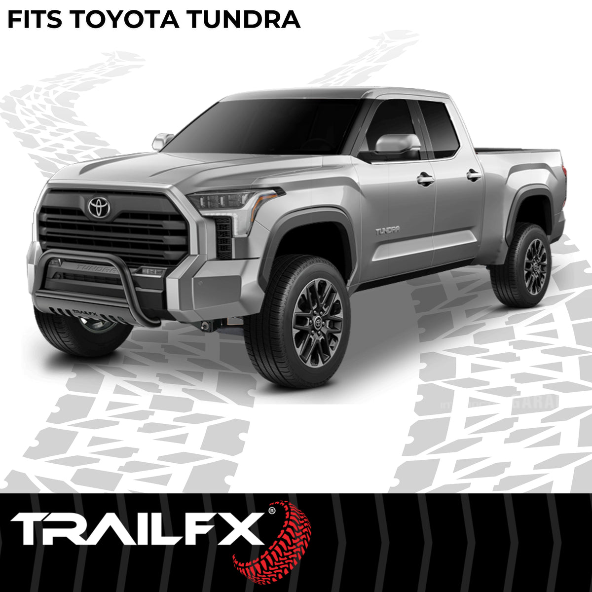 TrailFX Bull Bar For Toyota Tundra - 3 Inch Diameter, With Skid Plate, With Holes For Optional (B0044T)