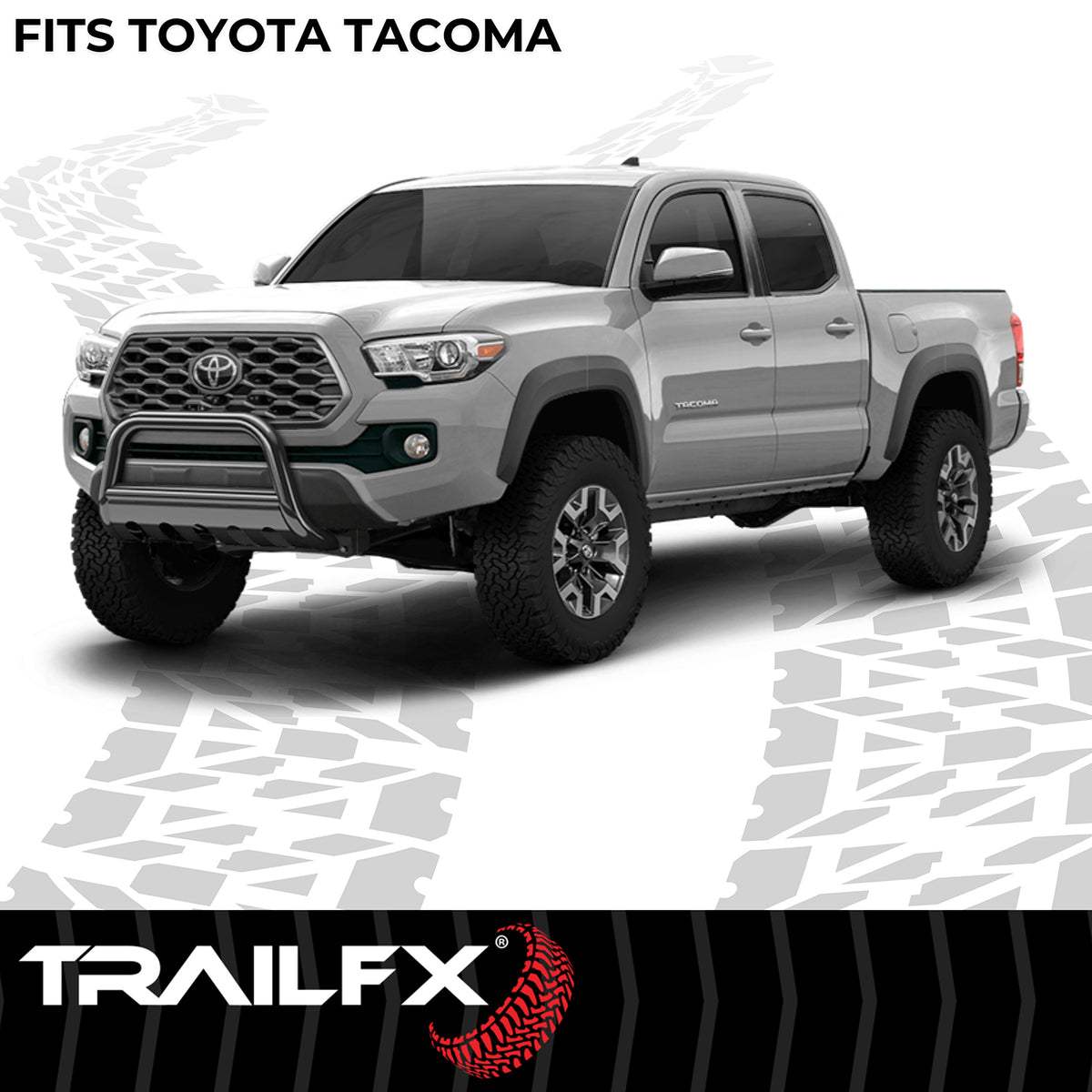 TrailFX Bull Bar For Toyota Tacoma - 3 Inch Diameter, With Skid Plate, With Holes For Optional (B0045T)