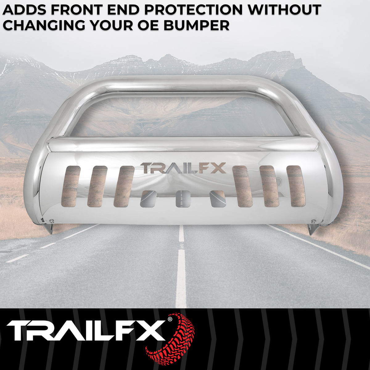 TrailFX Bull Bar For Toyota Land Cruiser - With Skid Plate, With Holes For Optional Lighting, 6-1/2 (B0046S)