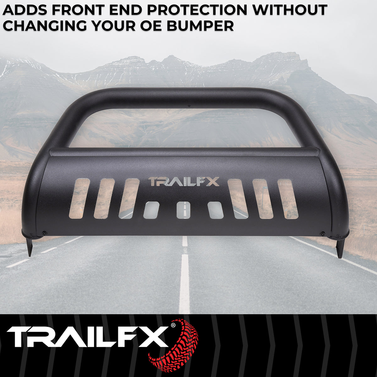 TrailFX Bull Bar For Toyota Land Cruiser - With Skid Plate, With Holes For Optional Lighting, 6-1/2 (B0046T)