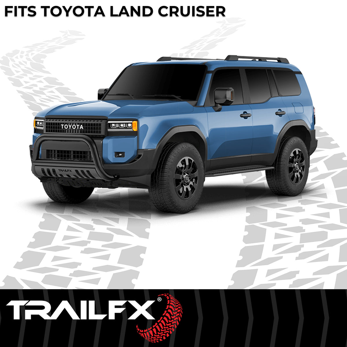TrailFX Bull Bar For Toyota Land Cruiser - With Skid Plate, With Holes For Optional Lighting, 6-1/2 (B0046T)