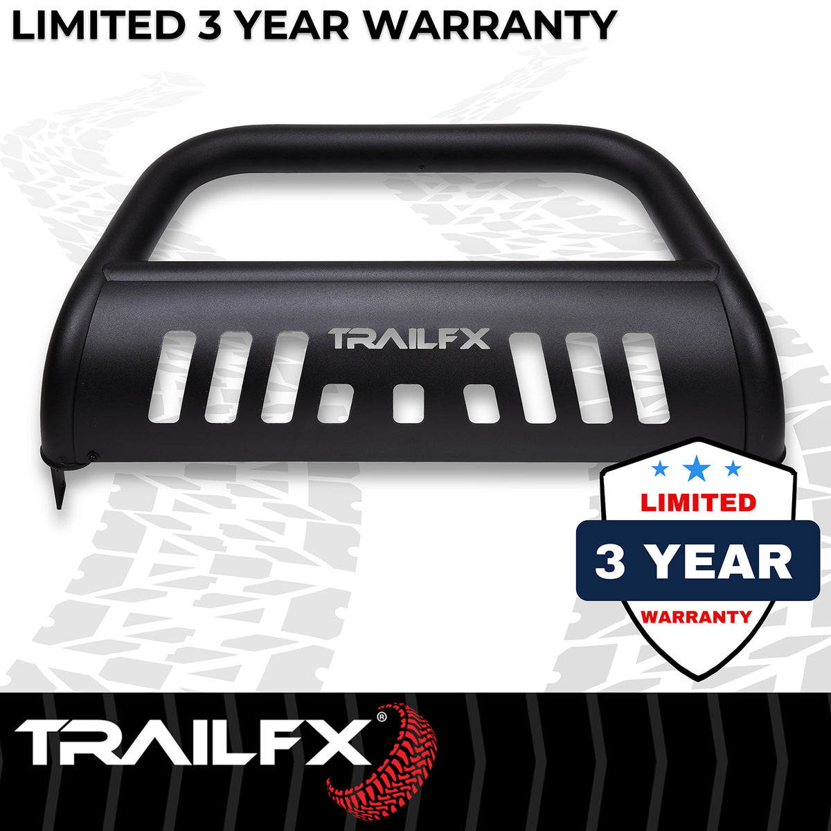 TrailFX Bull Bar For Toyota Land Cruiser - With Skid Plate, With Holes For Optional Lighting, 6-1/2 (B0046T)