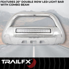 TrailFX Bull Bar For Jeep Gladiator, Jeep Wrangler - 3-1/2 Inch Diameter, With Skid Plate, With 20 Inch Double (B1613SKIT)