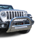 TrailFX Bull Bar For Jeep Gladiator, Jeep Wrangler - 3-1/2 Inch Diameter, With Skid Plate, Without Light Bar (B1613S)