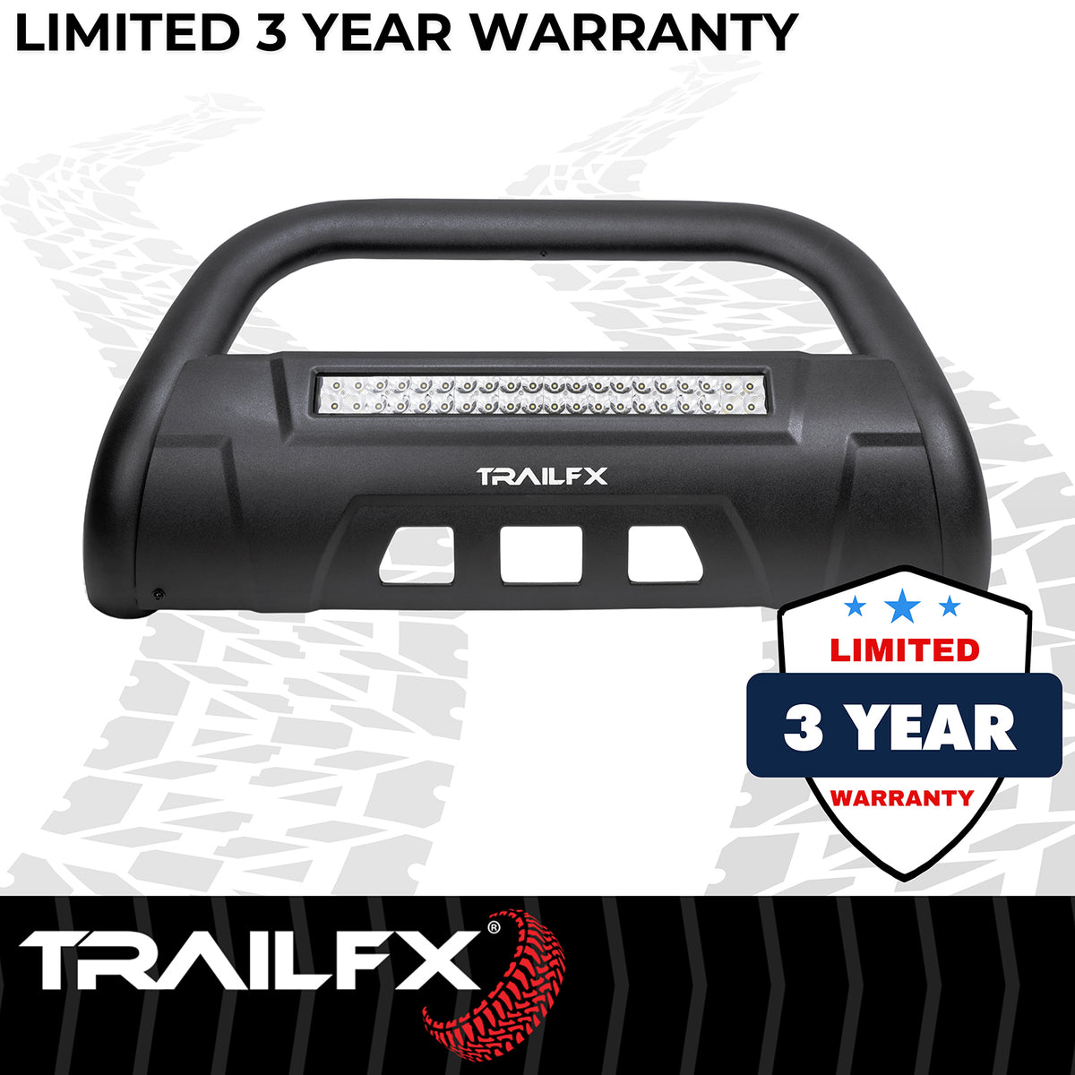 TrailFX Bull Bar For Toyota Tundra - 3-1/2 Inch Diameter, With Skid Plate, With 20 Inch Double (B1614TKIT)
