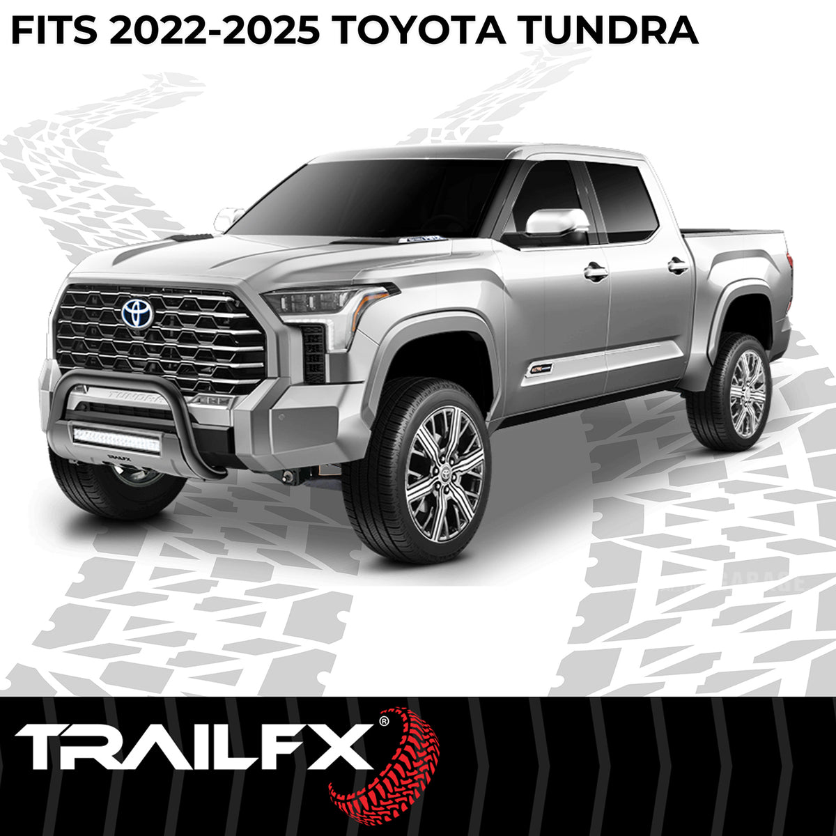 TrailFX Bull Bar For Toyota Tundra - 3-1/2 Inch Diameter, With Skid Plate, Without Light Bar (B1614T)