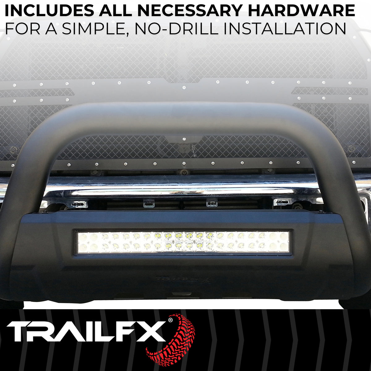 TrailFX Bull Bar For Toyota Tundra - 3-1/2 Inch Diameter, With Skid Plate, Without Light Bar (B1614T)