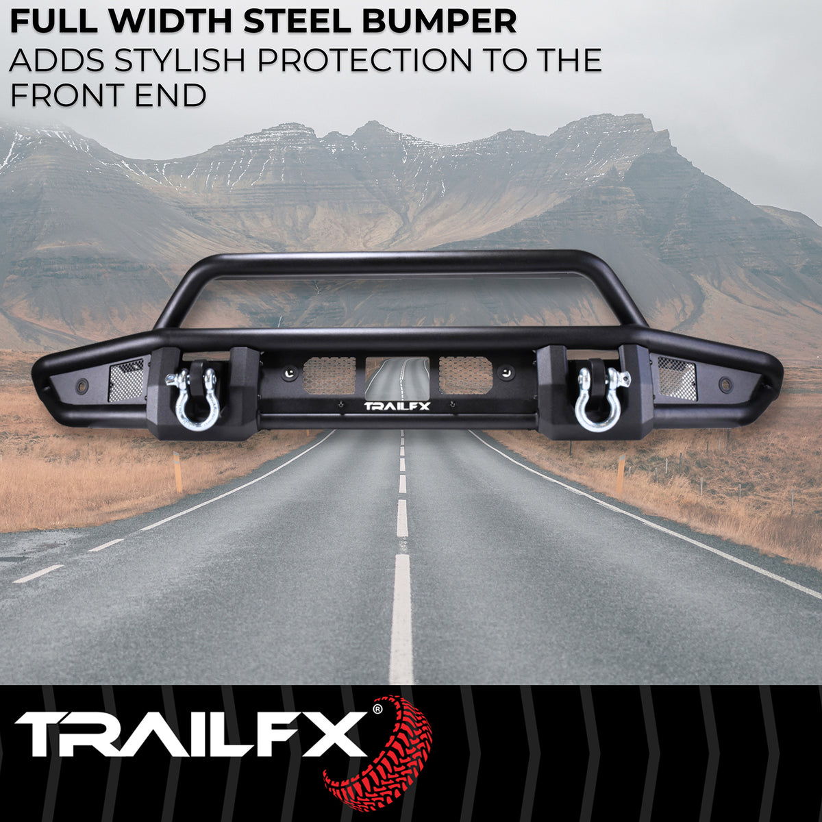 TrailFX Bumper For Ford Bronco - Direct-Fit, Mntng Hrdwr Included, With Pre Runr Grd/ D-Ring (BR001T)