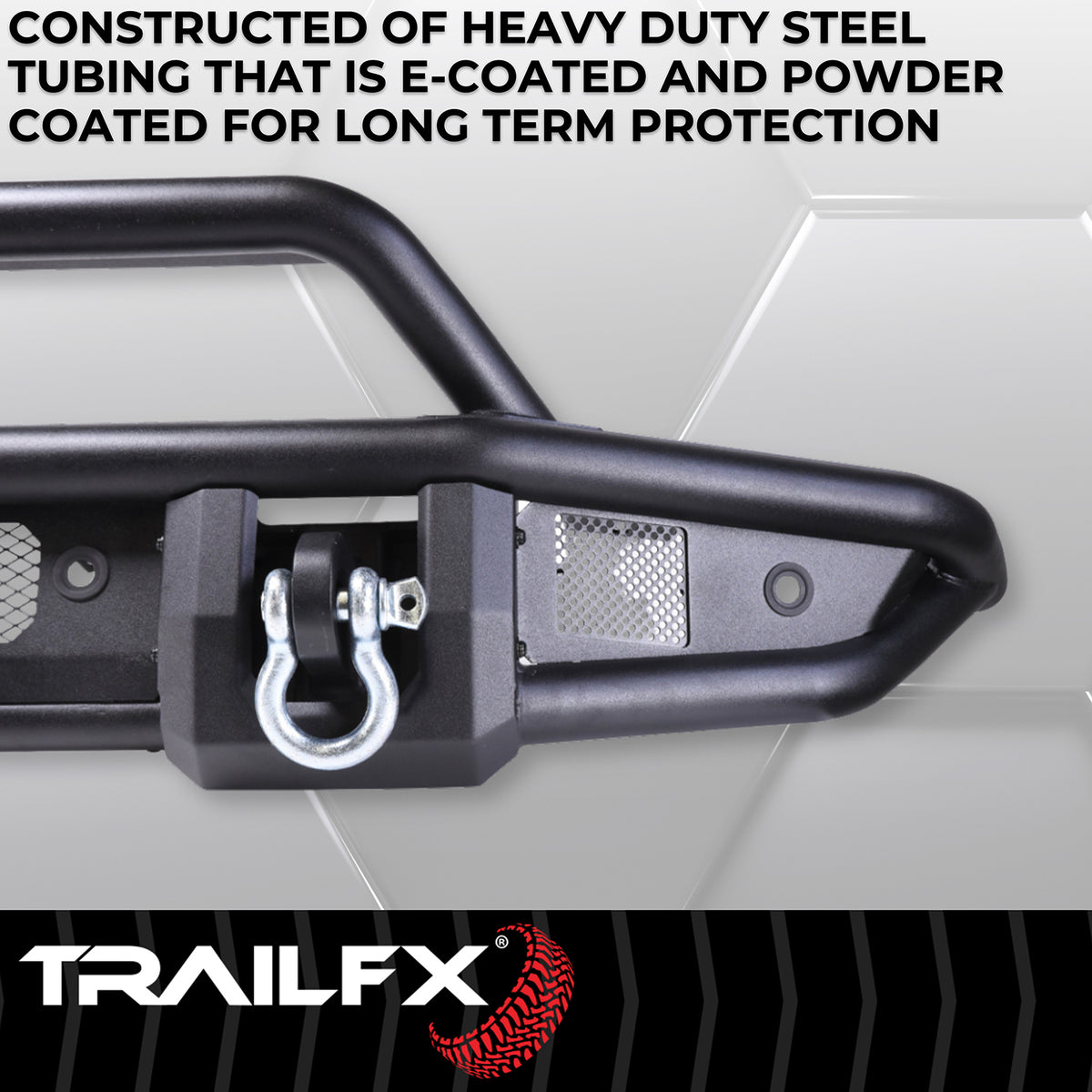 TrailFX Bumper For Ford Bronco - Direct-Fit, Mntng Hrdwr Included, With Pre Runr Grd/ D-Ring (BR001T)