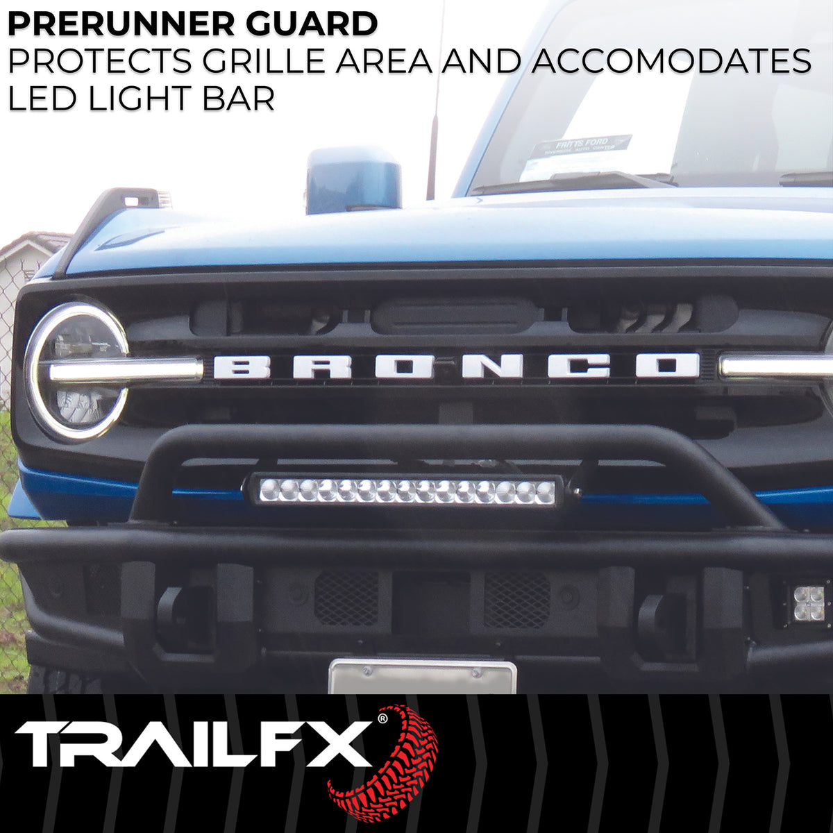 TrailFX Bumper For Ford Bronco - Direct-Fit, Mntng Hrdwr Included, With Pre Runr Grd/ D-Ring (BR001T)