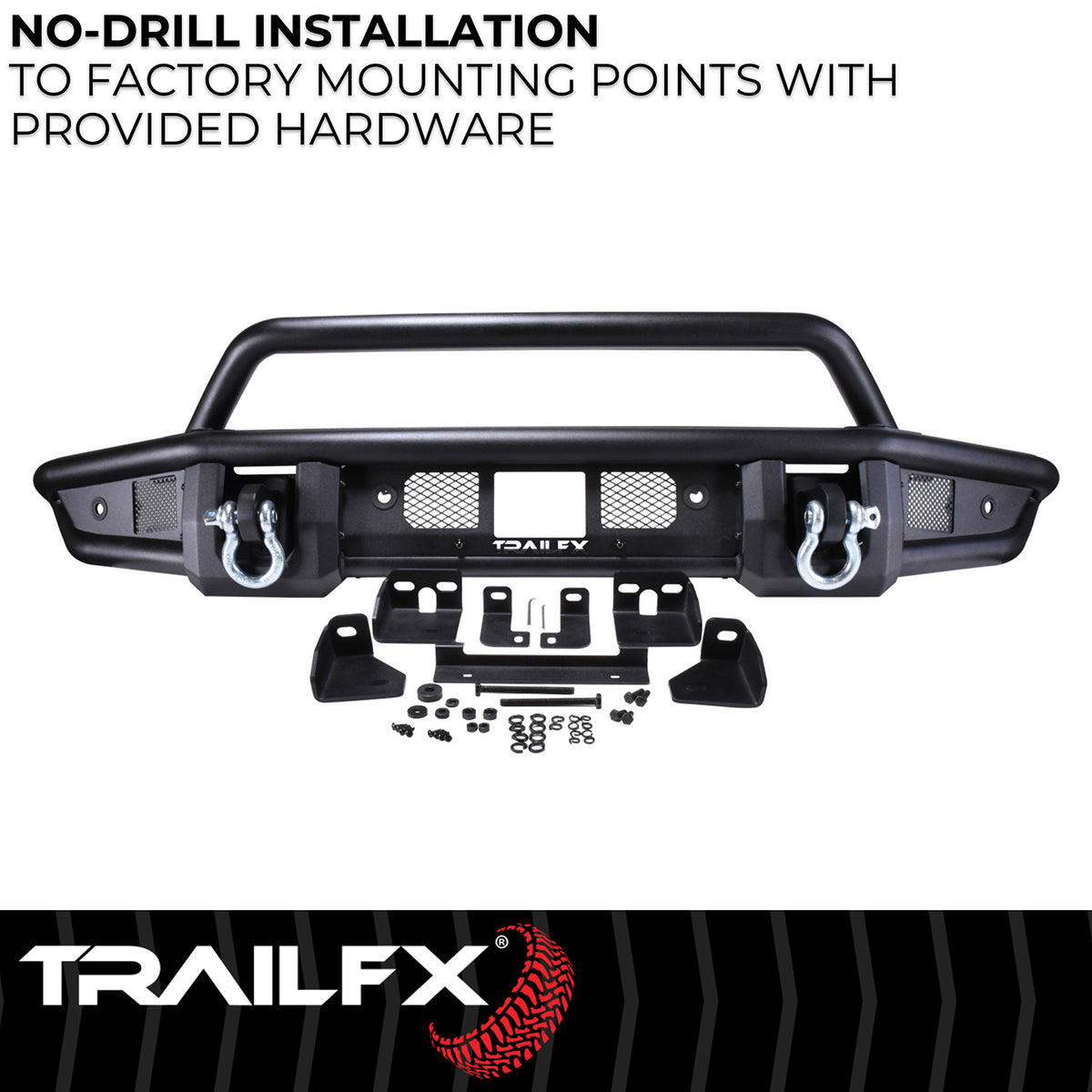 TrailFX Bumper For Ford Bronco - Direct-Fit, Mntng Hrdwr Included, With Pre Runr Grd/ D-Ring (BR001T)