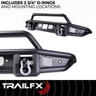 TrailFX Bumper For Ford Bronco - Direct-Fit, Mntng Hrdwr Included, With Pre Runr Grd/ D-Ring (BR001T)