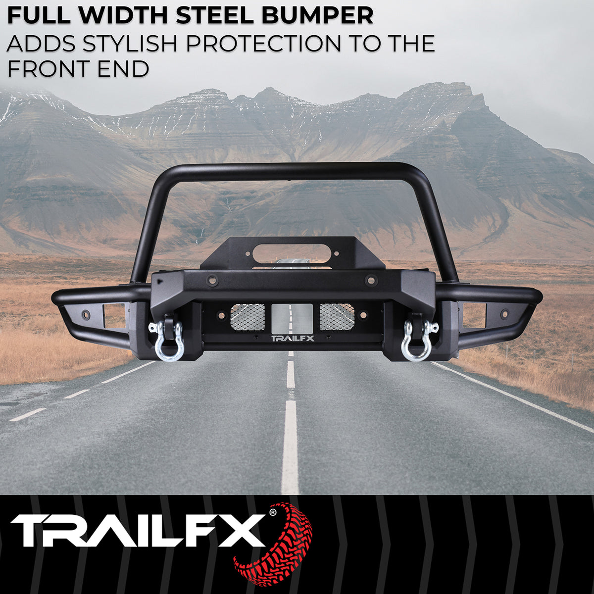 TrailFX Bumper For Ford Bronco - Direct-Fit, Mntng Hrdwr Included, With Wnch Mnt/ Pre Runr (BR002T)