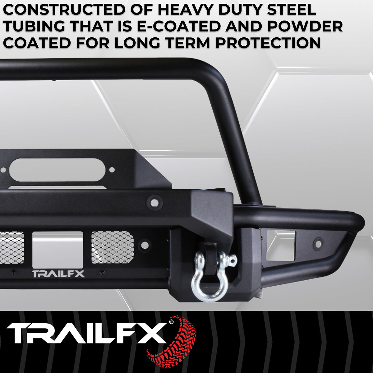TrailFX Bumper For Ford Bronco - Direct-Fit, Mntng Hrdwr Included, With Wnch Mnt/ Pre Runr (BR002T)