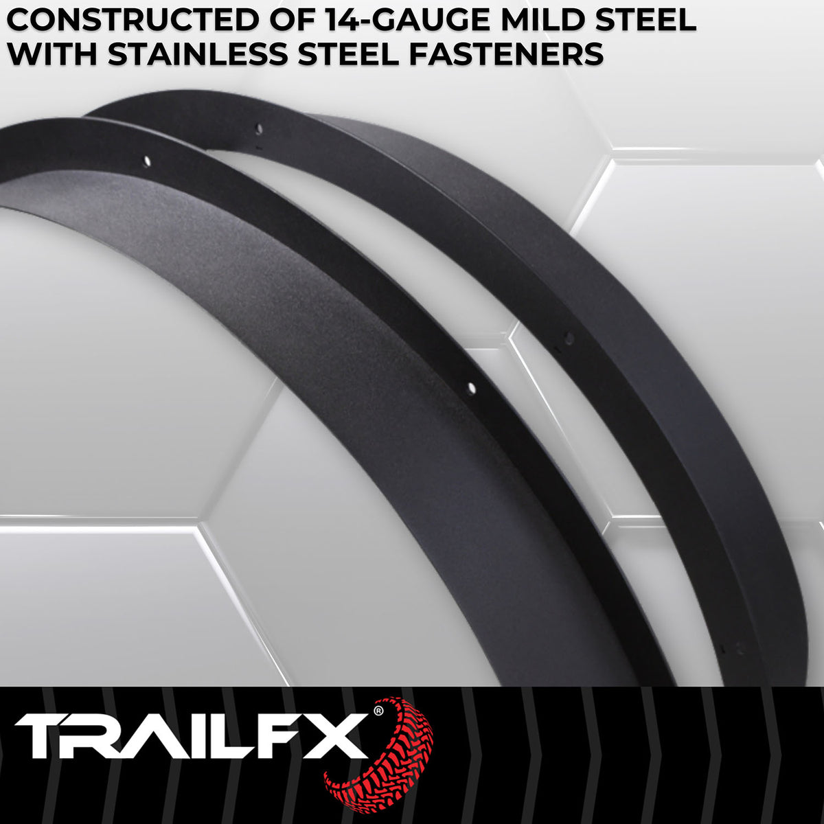 TrailFX Fender Flare For Ford Bronco - 5 Inch Tire Coverage, Powder Coated, Matte Black, Steel (BR005T)