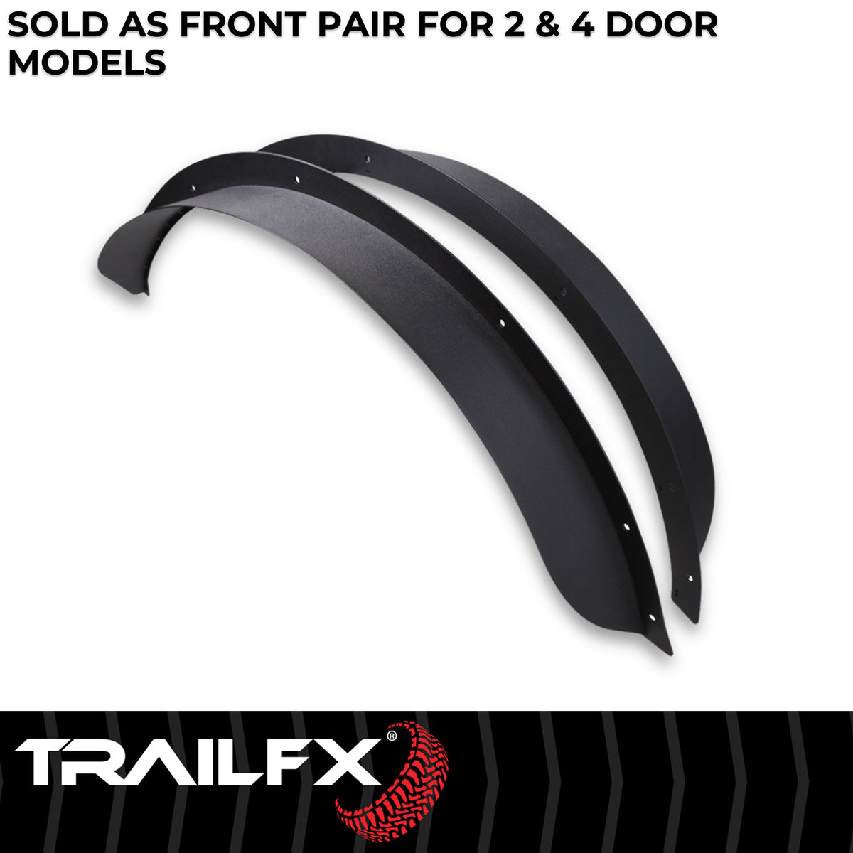 TrailFX Fender Flare For Ford Bronco - 5 Inch Tire Coverage, Powder Coated, Matte Black, Steel (BR005T)