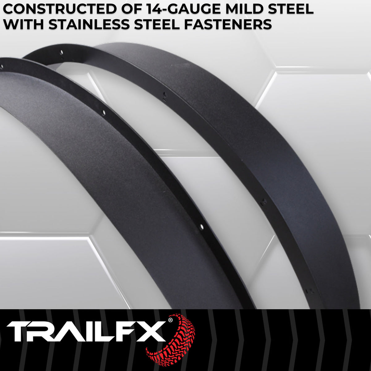 TrailFX Fender Flare For Ford Bronco - 4-1/2 Inch Tire Coverage, Powder Coated, Matte Black (BR006T)