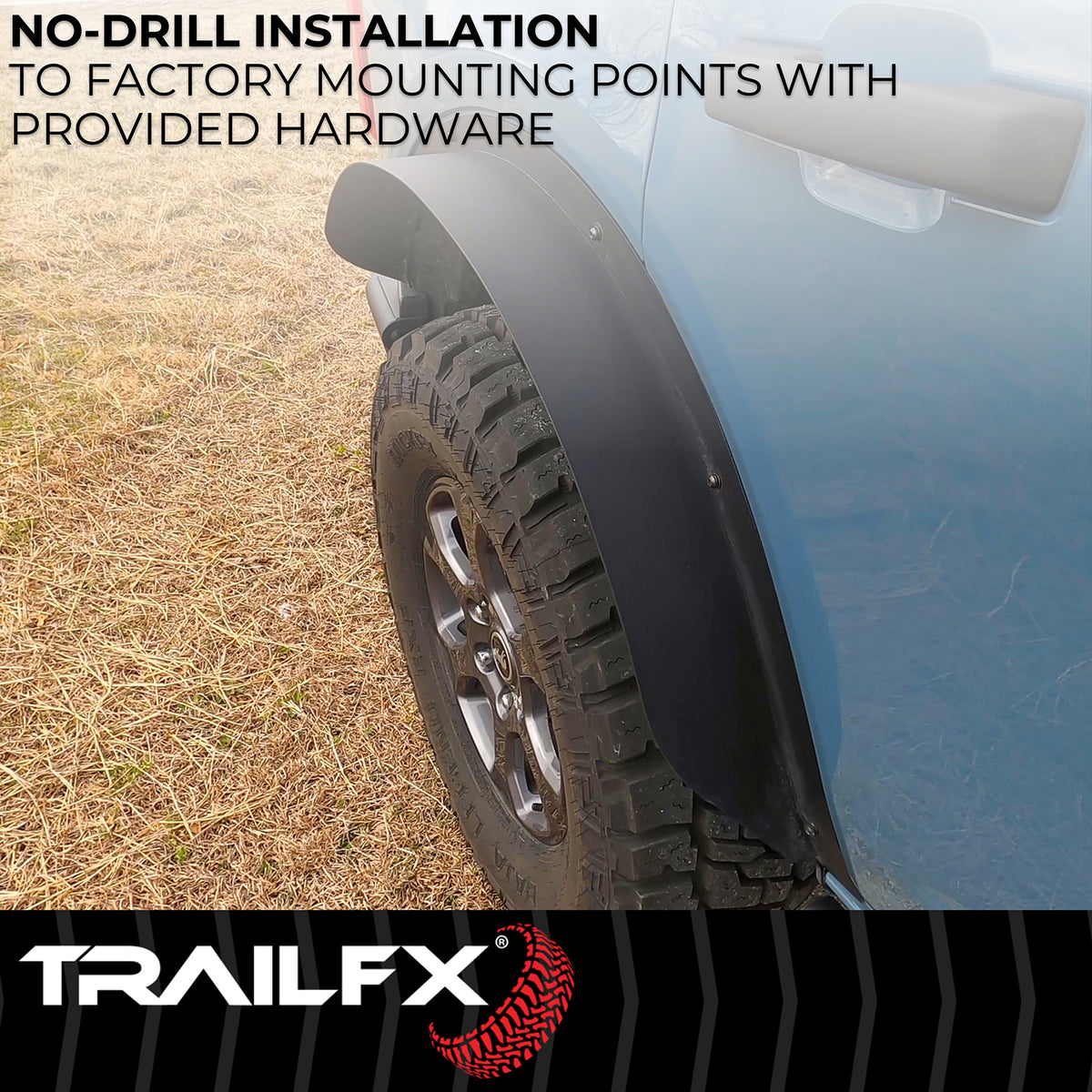 TrailFX Fender Flare For Ford Bronco - 4-1/2 Inch Tire Coverage, Powder Coated, Matte Black (BR006T)