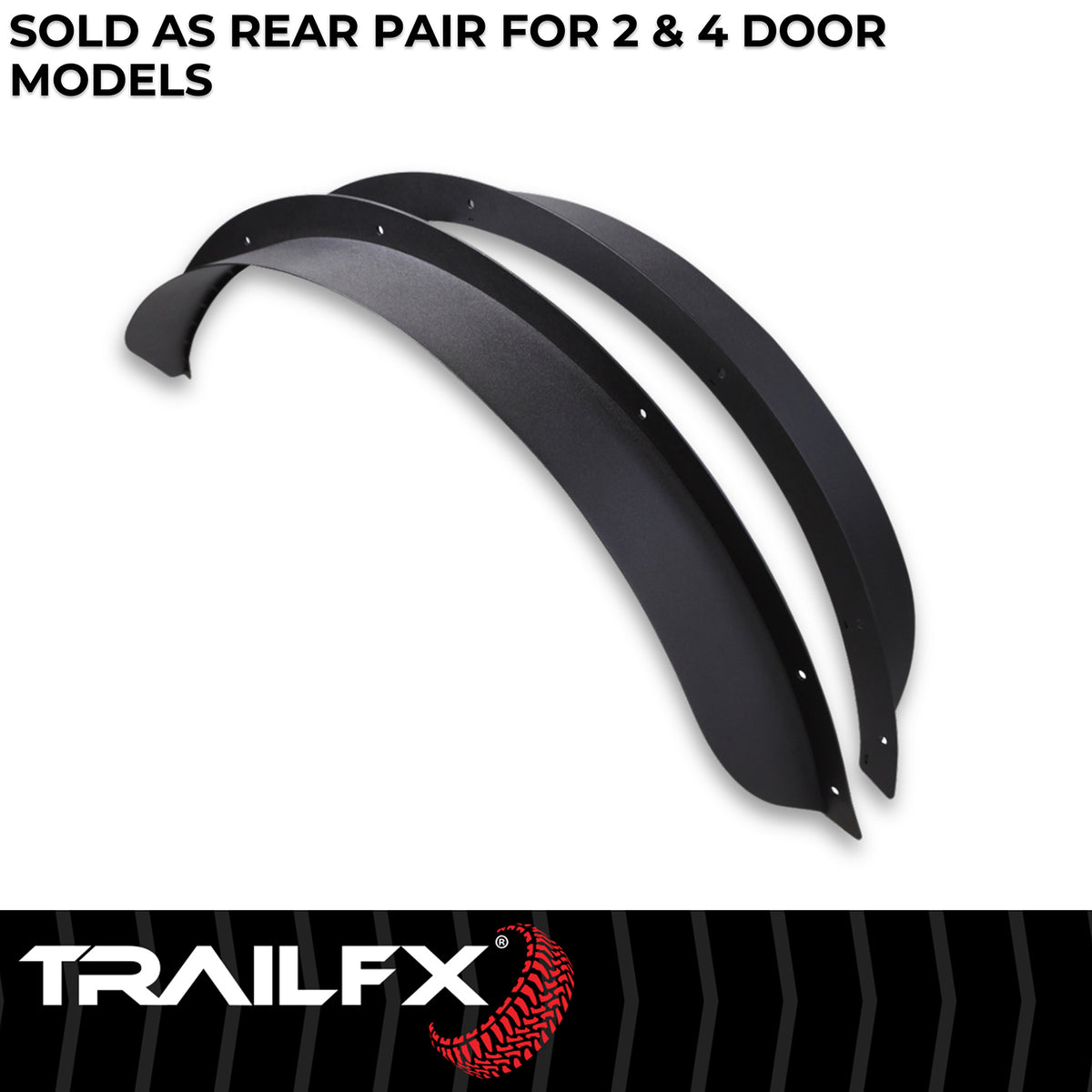 TrailFX Fender Flare For Ford Bronco - 4-1/2 Inch Tire Coverage, Powder Coated, Matte Black (BR006T)