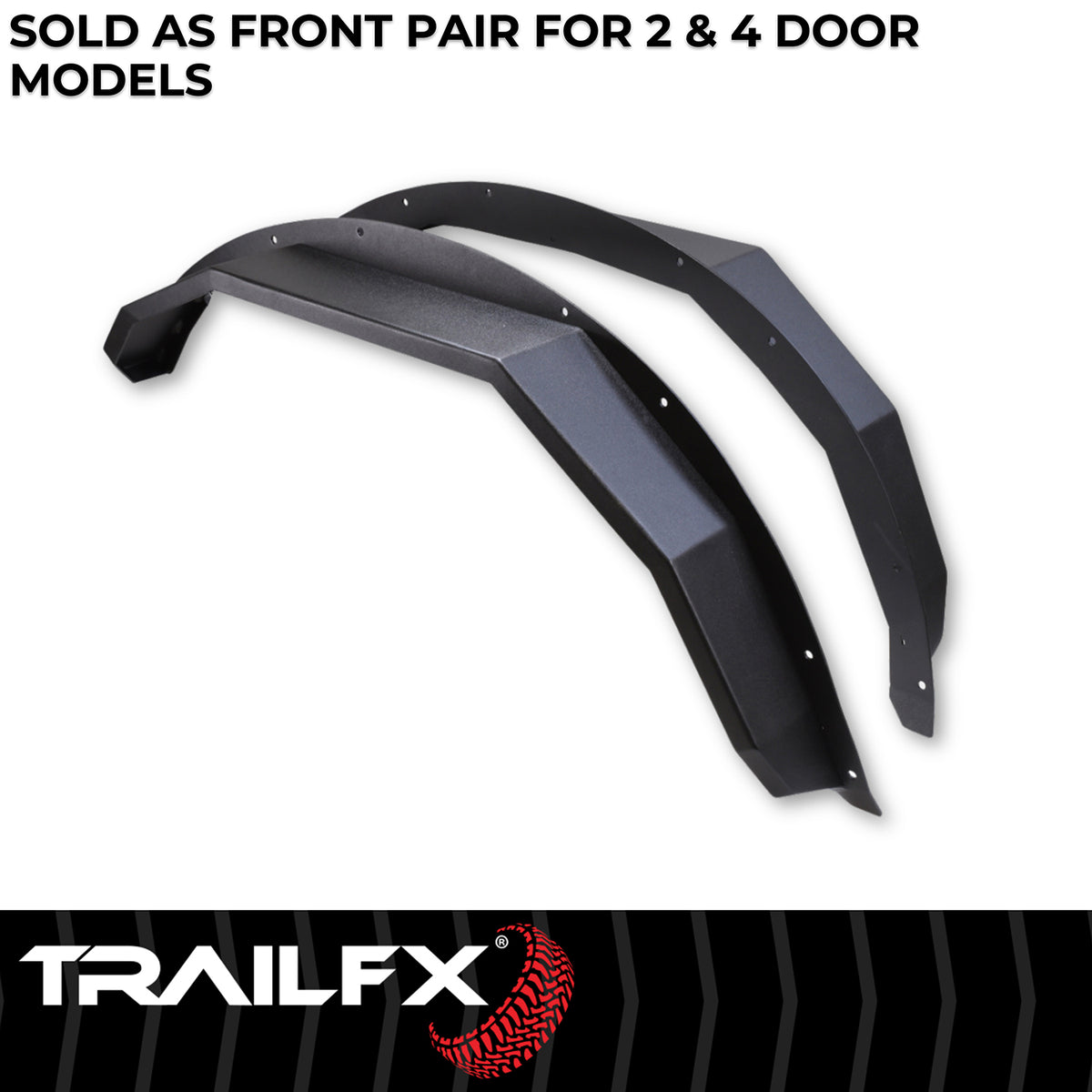 TrailFX Fender Flare For Ford Bronco - 5 Inch Tire Coverage, Powder Coated, Matte Black, Steel (BR007T)