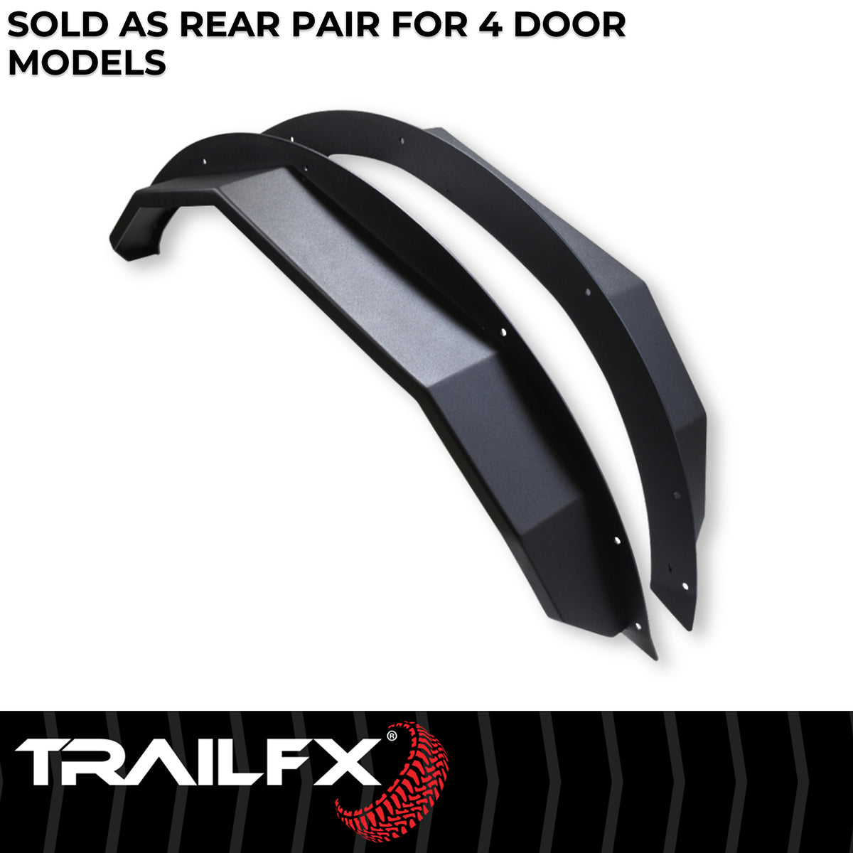 TrailFX Fender Flare For Ford Bronco - 4-3/4 Inch Tire Coverage, Powder Coated, Matte Black (BR008T)
