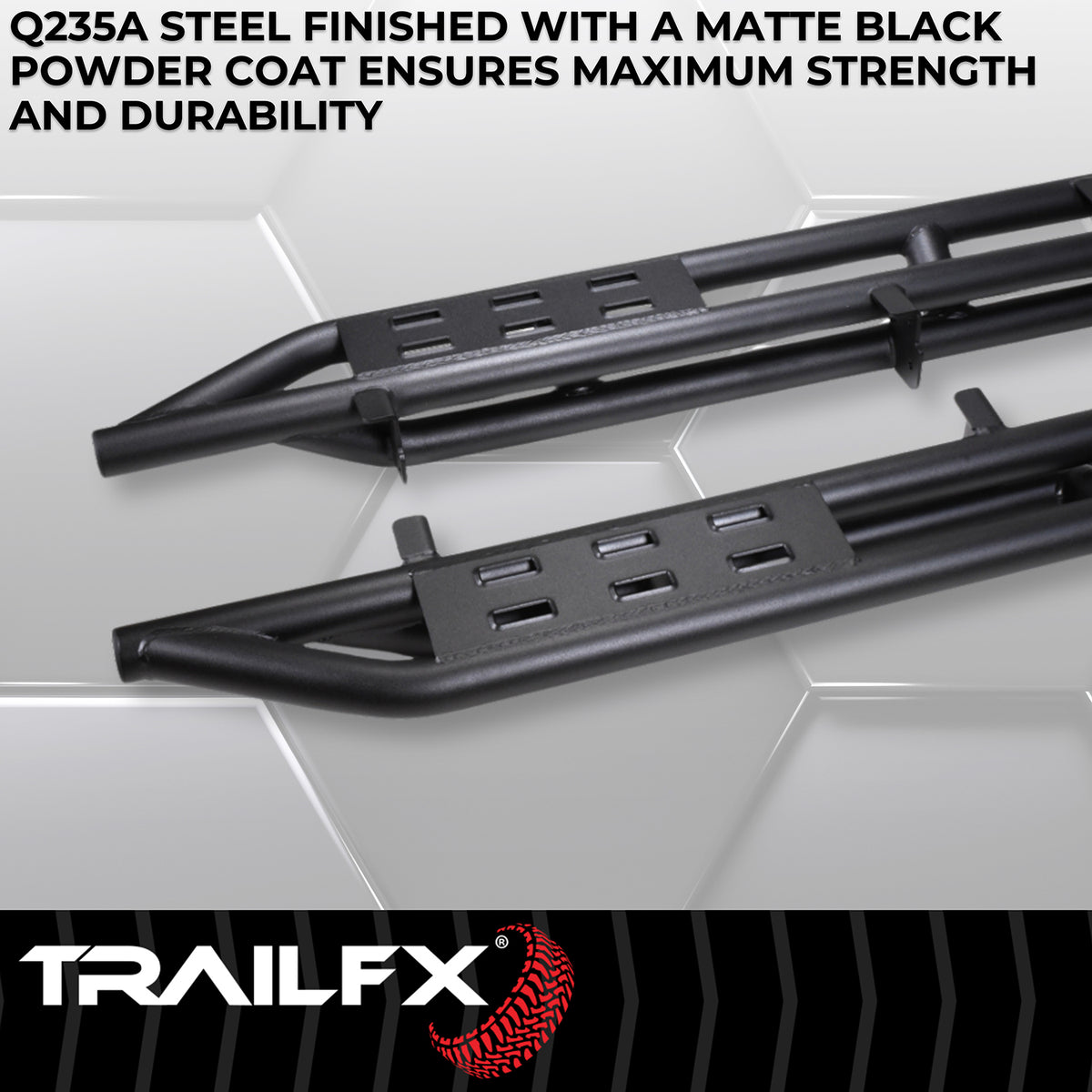 TrailFX Rocker Panel Guard For Ford Bronco - Round Tube, With One Step Area Per Bar (BR012T)
