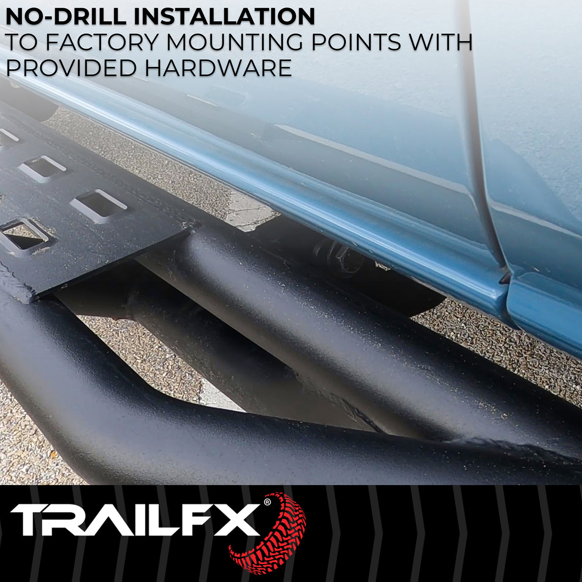 TrailFX Rocker Panel Guard For Ford Bronco - Round Tube, With One Step Area Per Bar (BR012T)