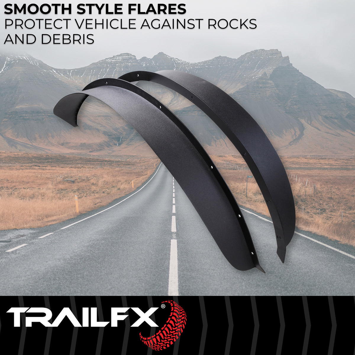 TrailFX Fender Flare For Ford Bronco - 4-1/2 Inch Tire Coverage, Powder Coated, Matte Black (BR013T)