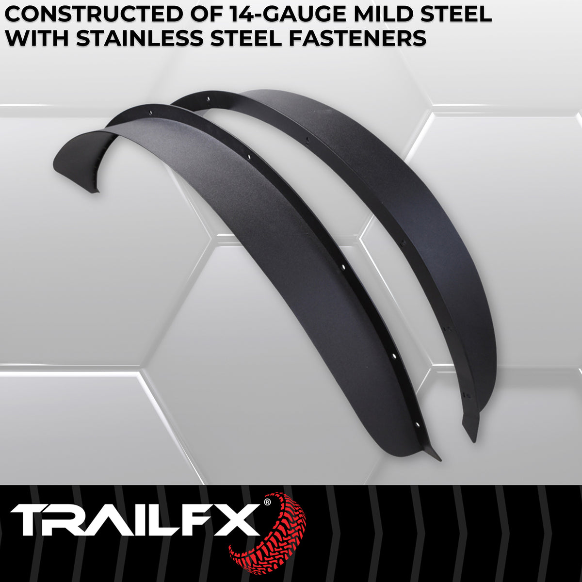 TrailFX Fender Flare For Ford Bronco - 4-1/2 Inch Tire Coverage, Powder Coated, Matte Black (BR013T)