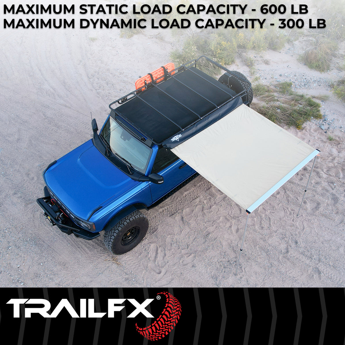 TrailFX Roof Rack For Ford Bronco - 300 Pound Dynamic Capacity, 600 Pound Static Capacity (BR015T)