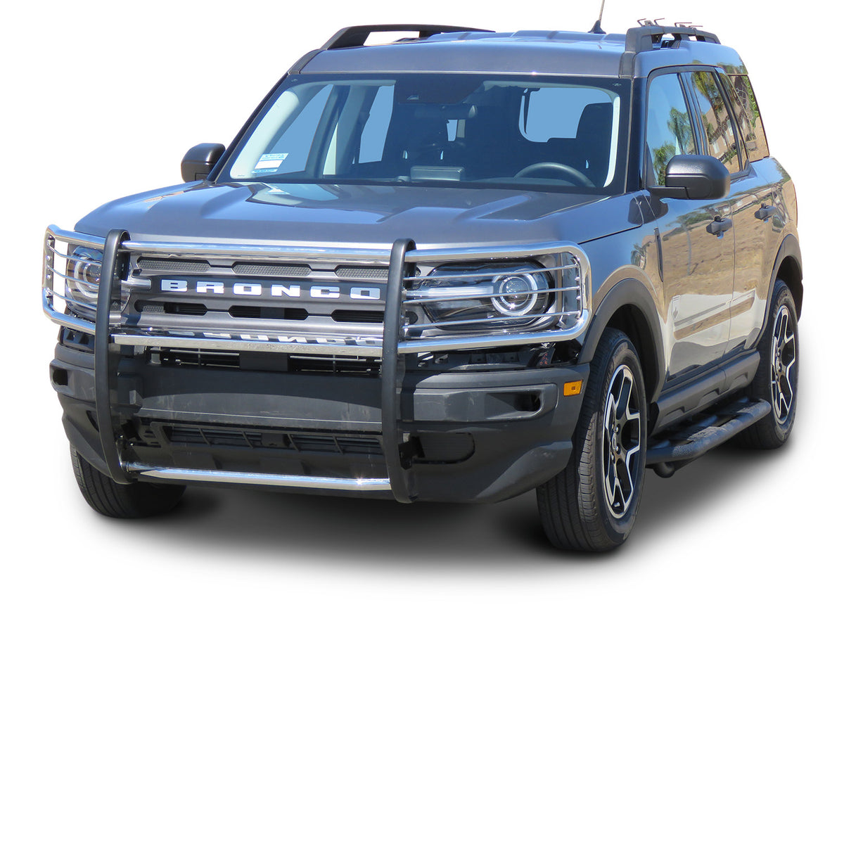 TrailFX Grille Guard For Ford Bronco Sport - 1-1/2 Inch Diameter, With Brush Guard, Without Skid Plate (E0044S)