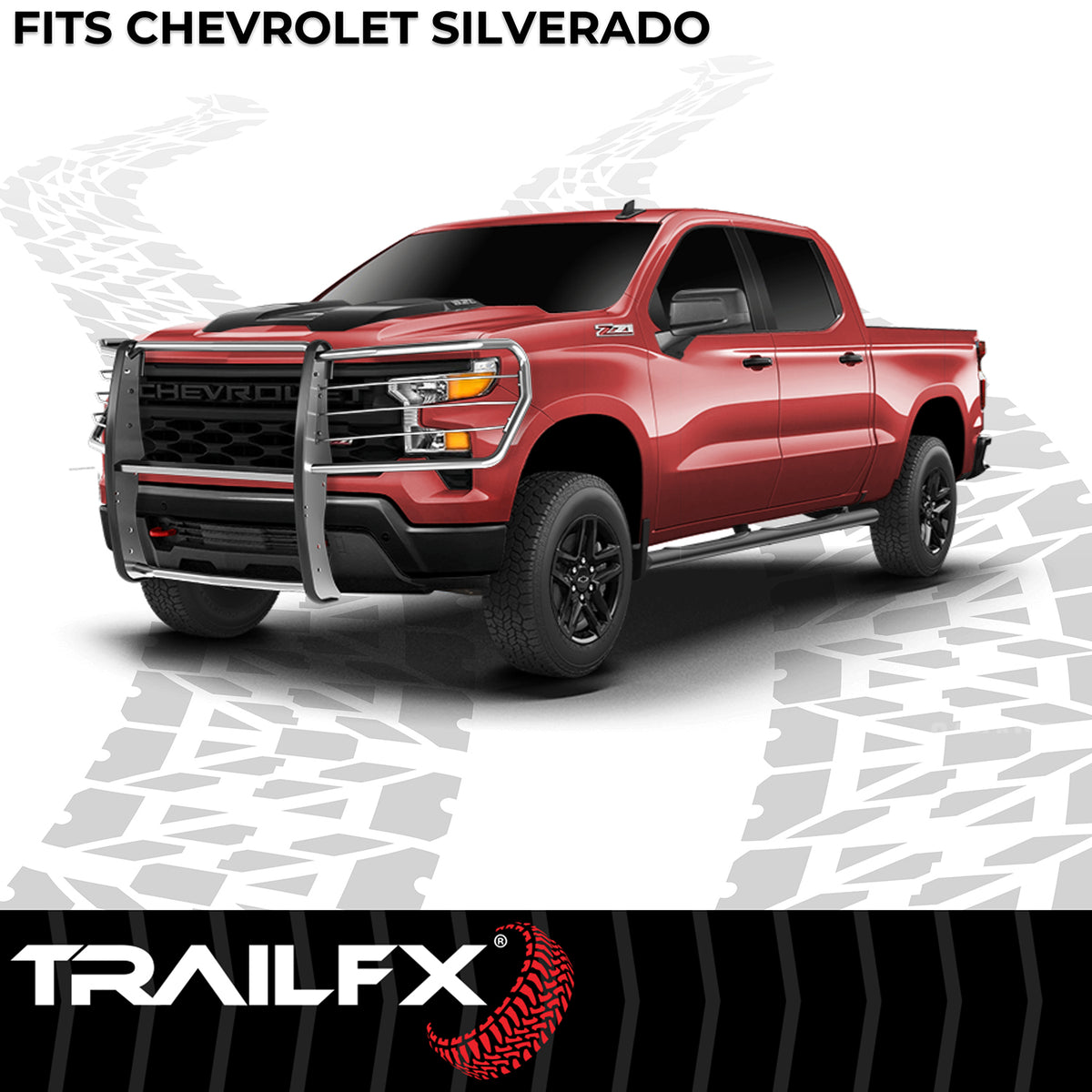 TrailFX Grille Guard For Chevrolet Silverado 1500 - 1-1/2 Inch Diameter, With Brush Guard, Without Skid Plate (E0047S)