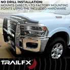TrailFX Grille Guard For Nissan Frontier - 1-1/2 Inch Diameter, With Brush Guard, Without Skid Plate (E0048S)
