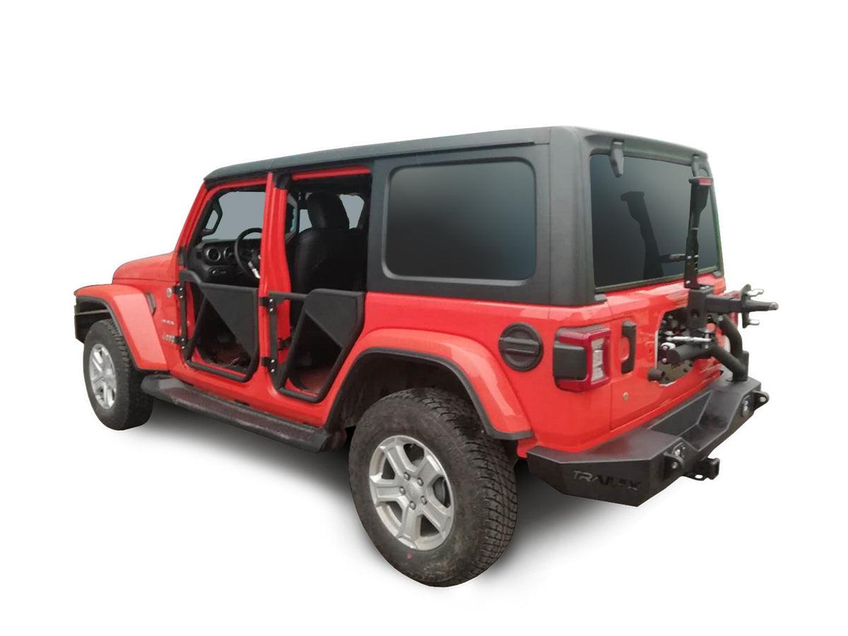 TrailFX Door For Jeep Gladiator, Jeep Wrangler - Textured Powder Coated, Black, Steel, Set Of 2 (JL04FD)