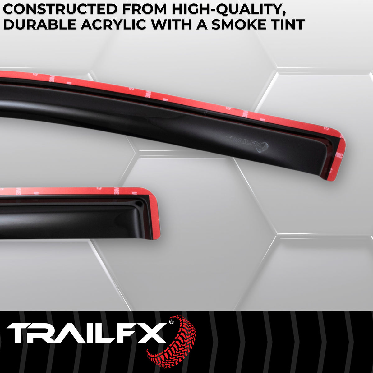 TrailFX Side Window Deflector For Dodge Ram 1500, Ram 1500, Ram 1500 Classic - In-Channel, Smoke, Acrylic, Set of 4 (4101IC)