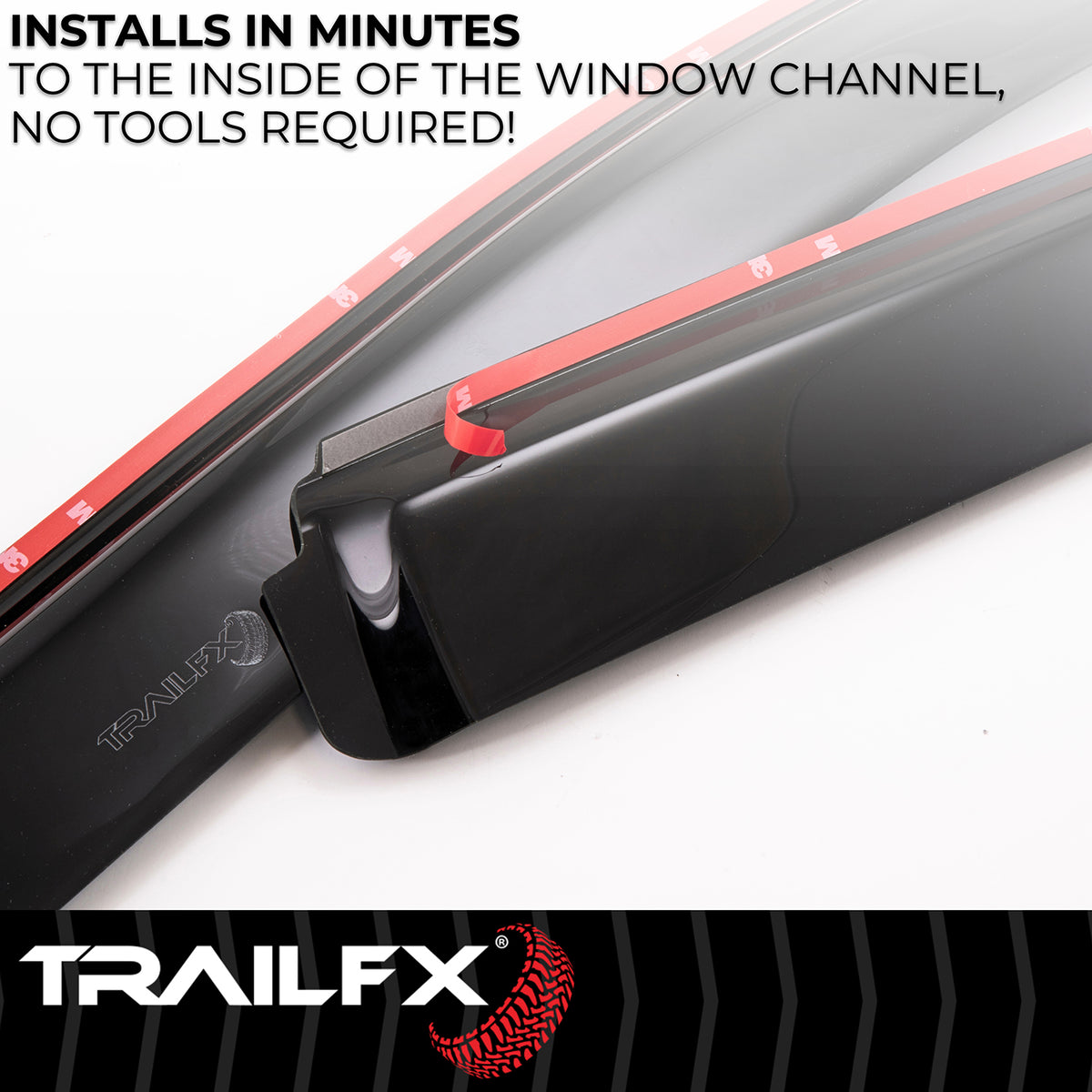 TrailFX Side Window Deflector For Dodge Ram 1500, Ram 1500, Ram 1500 Classic - In-Channel, Smoke, Acrylic, Set of 4 (4101IC)