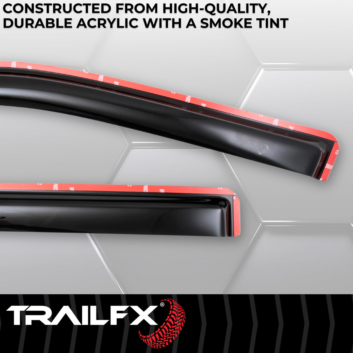 TrailFX Side Window Deflector For Dodge, Ram Trucks - In-Channel, Smoke, Acrylic, Set of 4 (4109IC)