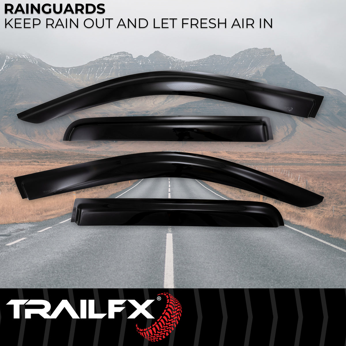 TrailFX Side Window Deflector For Ford Maverick - Low Profile, Fits Front And Rear, Set Of 4 (4182H)
