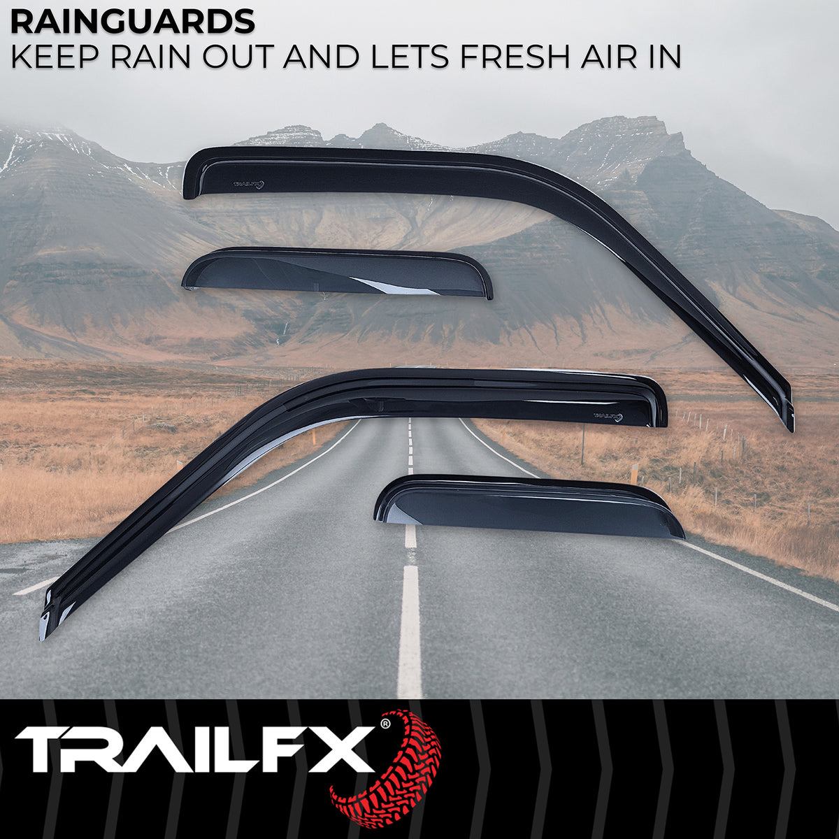TrailFX Side Window Deflector For Chevrolet, GMC Trucks - Low Profile, Fits Front And Rear, Set Of 4 (4231H)
