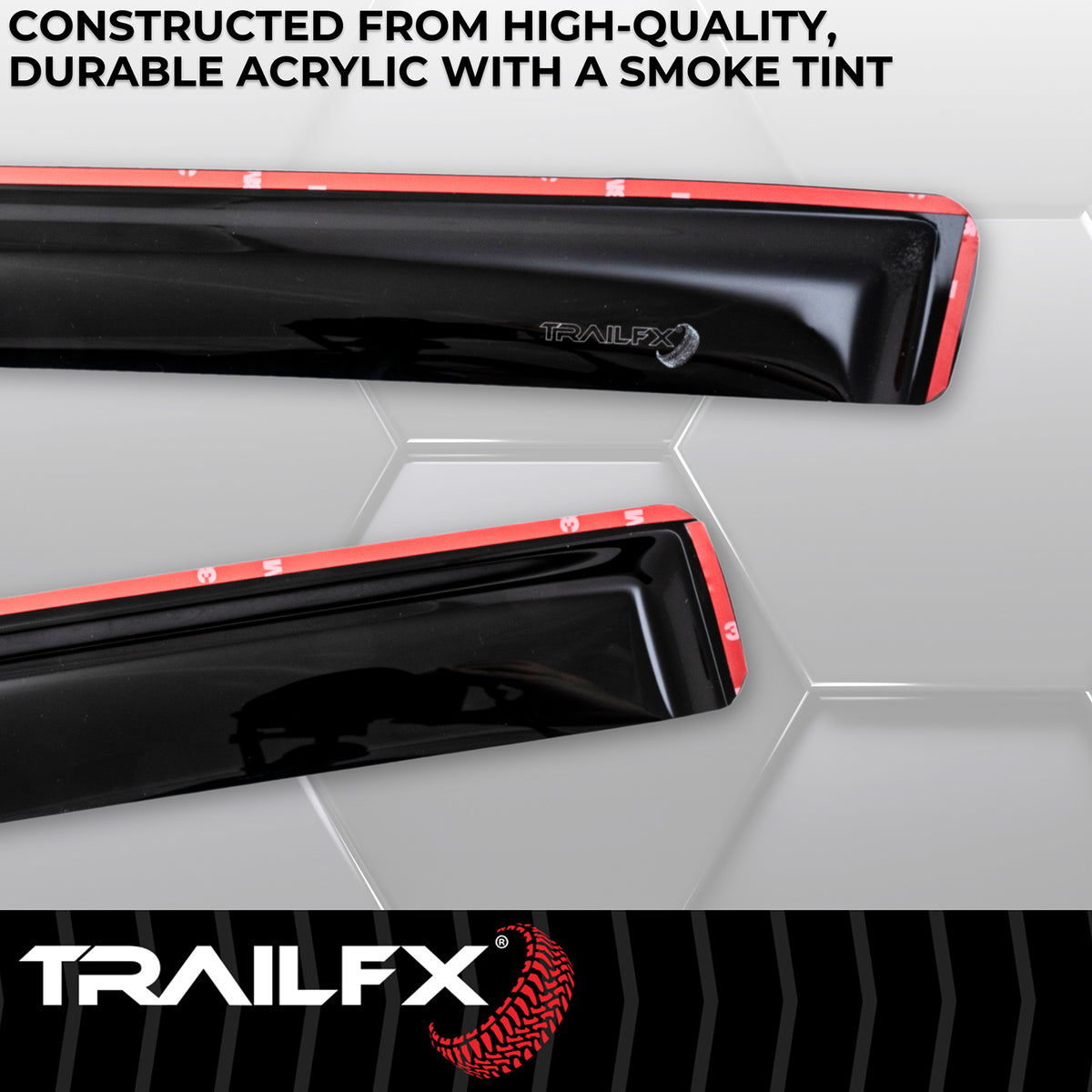 TrailFX Side Window Deflector For Toyota 4Runner - In-Channel, Smoke, Acrylic, Set of 4 (4242IC)
