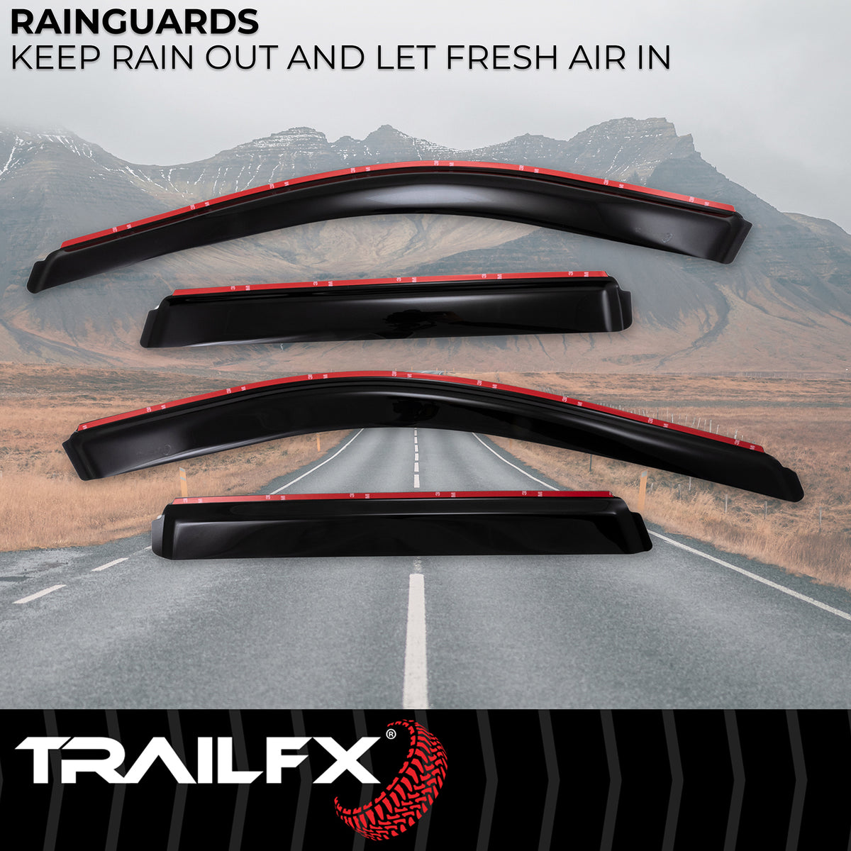 TrailFX Side Window Deflector For Jeep Grand Cherokee, Jeep Grand Cherokee WK - In-Channel, Smoke, Acrylic, Set of 4 (4252IC)