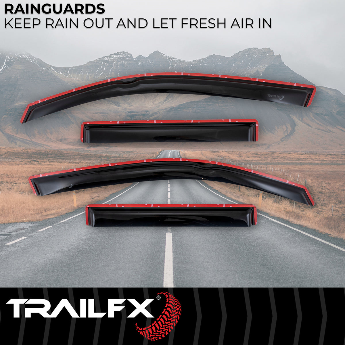 TrailFX Side Window Deflector For Honda Ridgeline - In-Channel, Smoke, Acrylic, Set of 4 (4276IC)