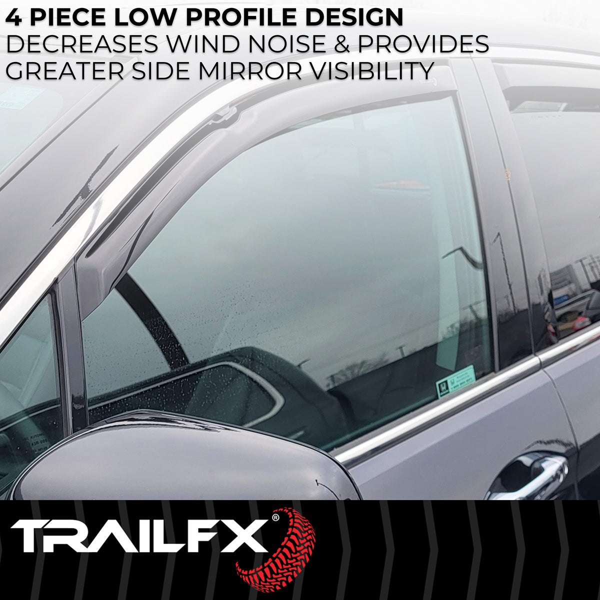 TrailFX Side Window Deflector For Honda Ridgeline - In-Channel, Smoke, Acrylic, Set of 4 (4276IC)