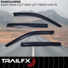 TrailFX Side Window Deflector For Jeep Grand Cherokee - Low Profile, Fits Front And Rear, Set Of 4 (4334H)